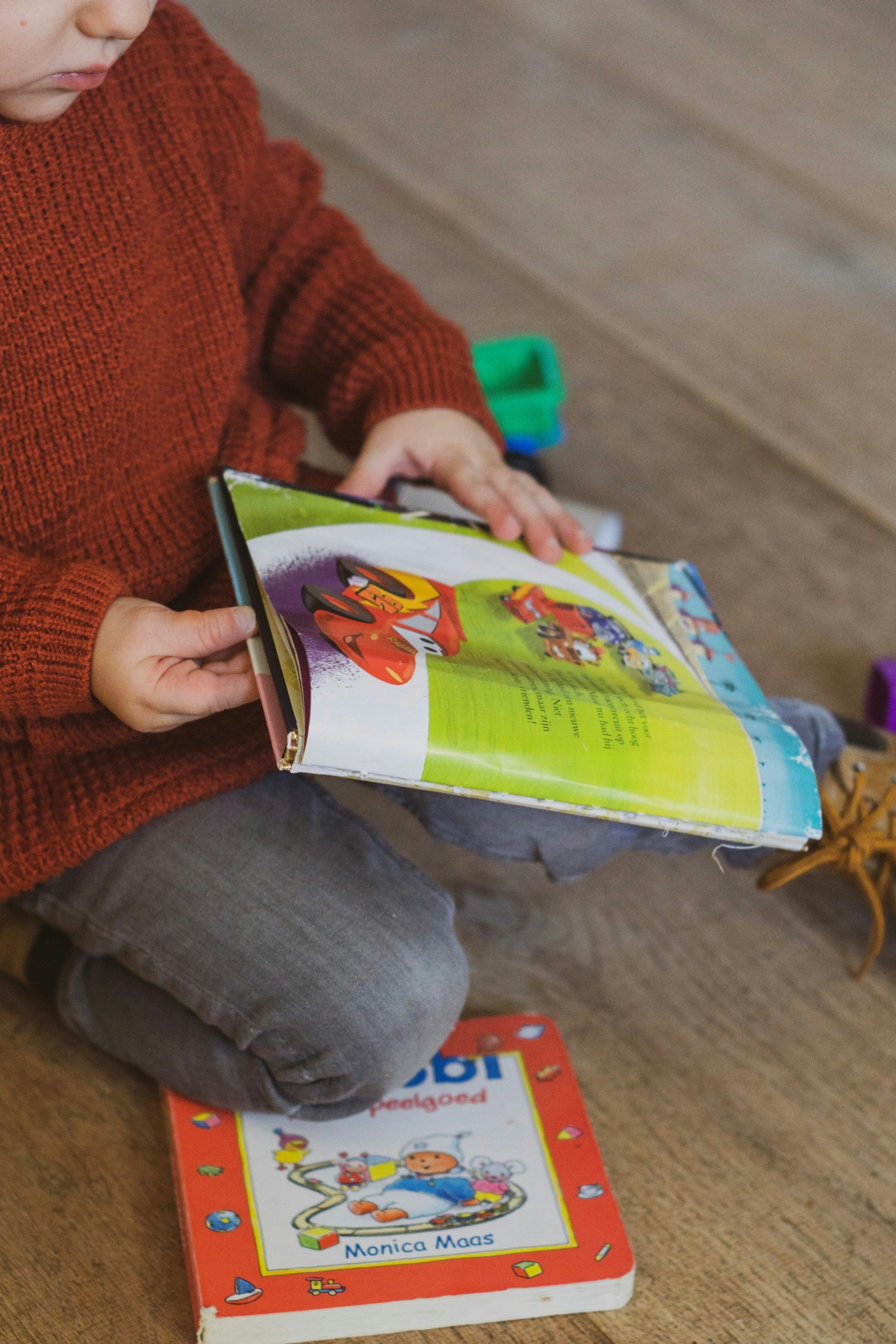 child reading side view