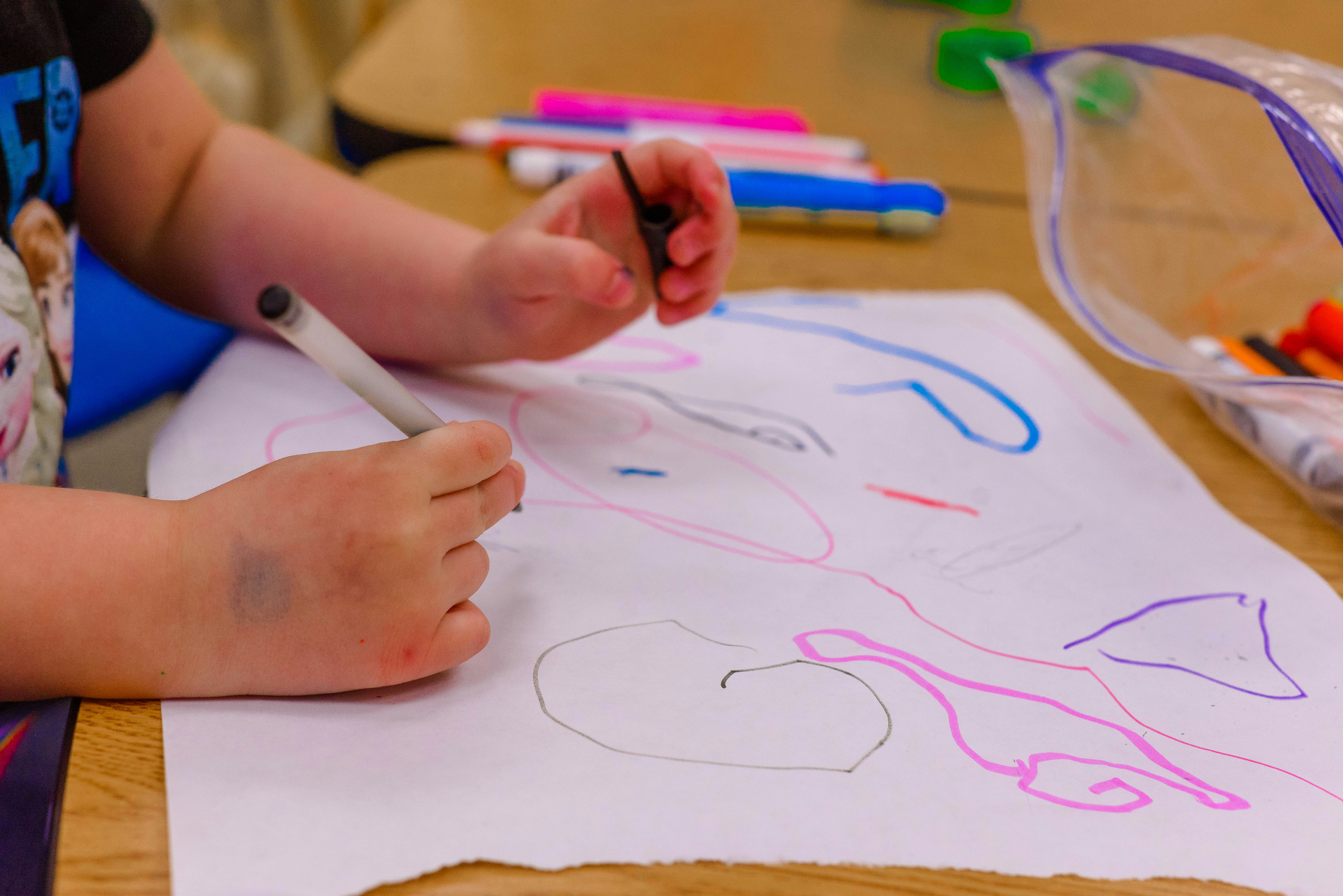 children scribbling